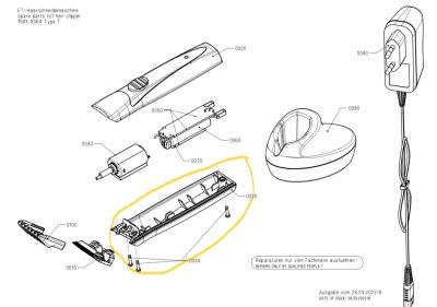 Zoom bild av 1591-7905 Lower Housing Moser Chromini Pro 2 salon tools service salontoolsservice.se