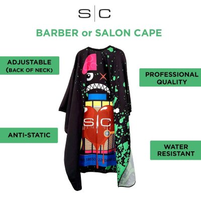 Zoom bild av radioactive_black_cape Radioaktiv Black Barber Stylist Cape